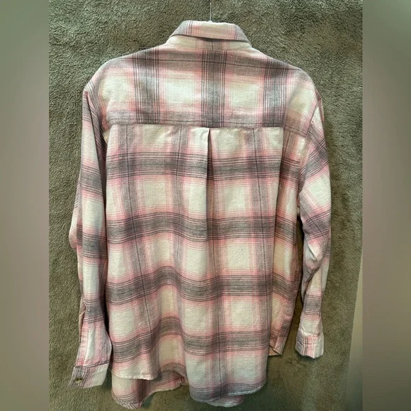 Basic Editions Pink Plaid Button Down Shirt - Picture 2 of 3